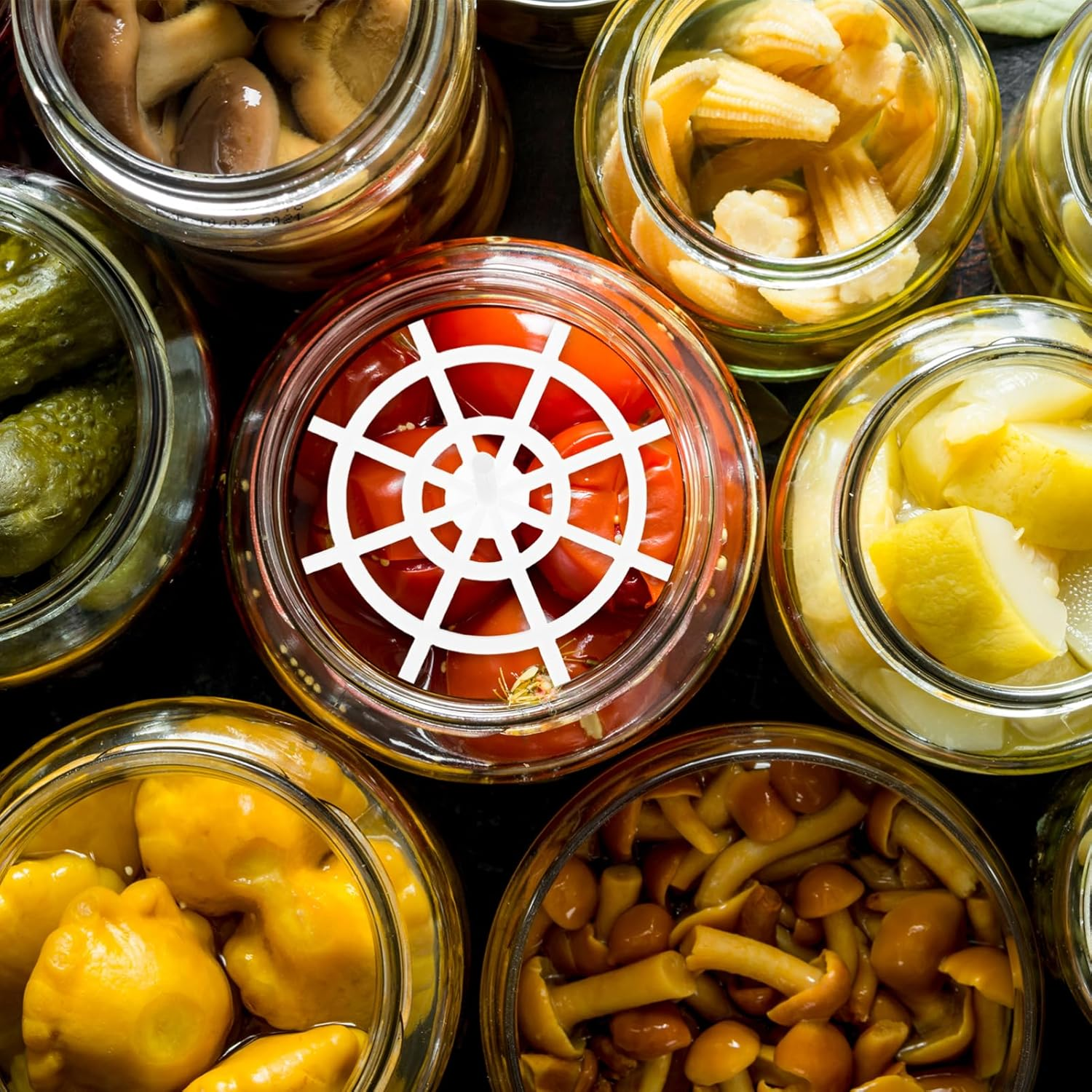 Zerodeko 5Pcs Vegetable Press Fermentation Tool Fermenting Supplies Weight Jars Fermenting Fixer Canning Weights for Fermenting Pickle Fermentation Weight Plastic White image number 1