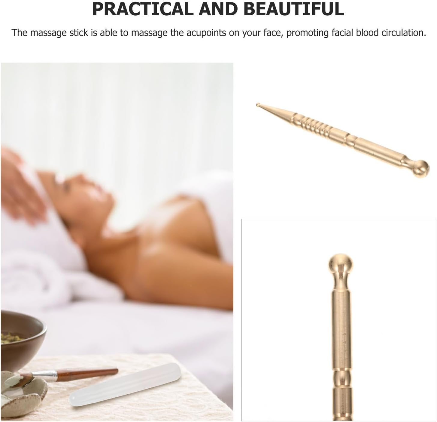 GAROZATION Handheld Facial and Body Massage Stick Portable Meridian Acupoint Pen for Eye and Neck Massage Smooth Polished Rod Lightweight for Home and Spa Use image number 4