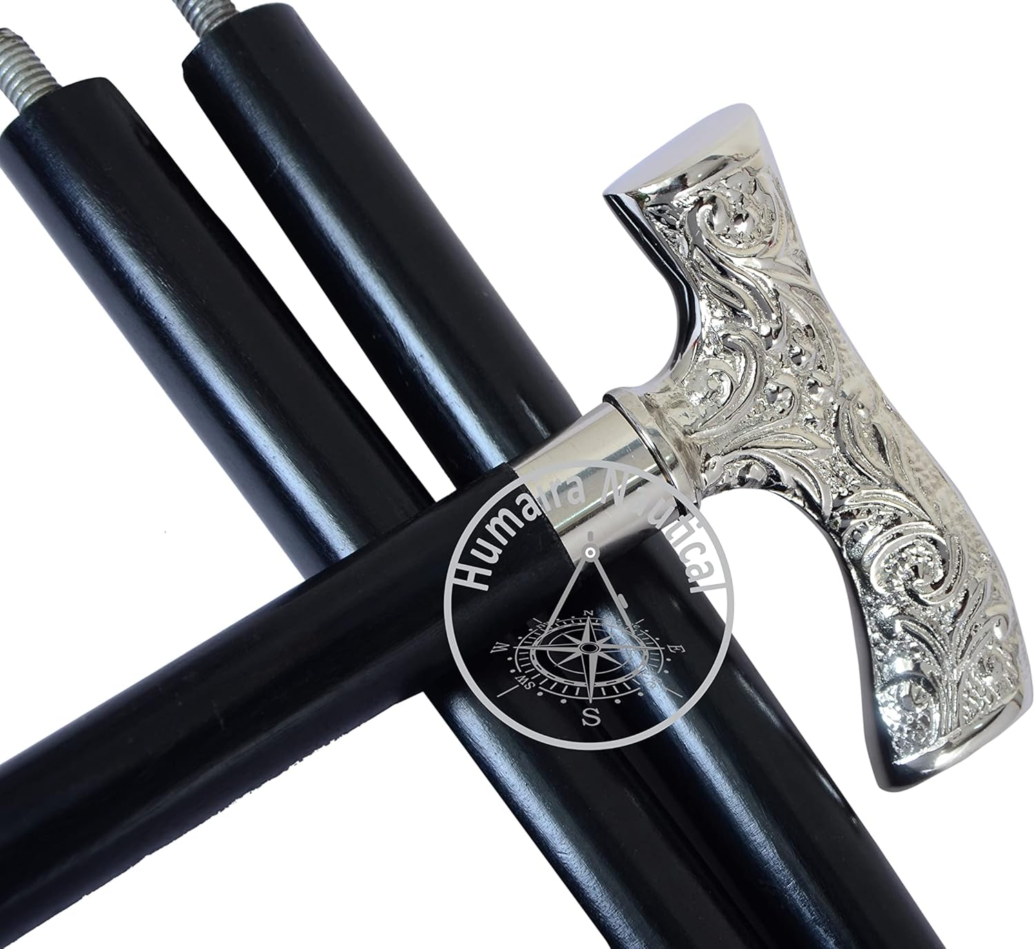 Antique Brass Walking Stick Deluxe Walking Cane Beautiful Brass Silver Handle Walking Stick for Men and Women Gift