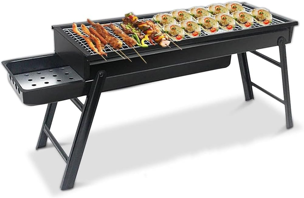 Ultra-Thin Foldable Charcoal Grill, Camping Roast Stand, Heat-Resistant Collapsible Barbecue, for Bivouac, Picnics, or Backyard Barbecues (60 X 22 X 34 CM) image number 1