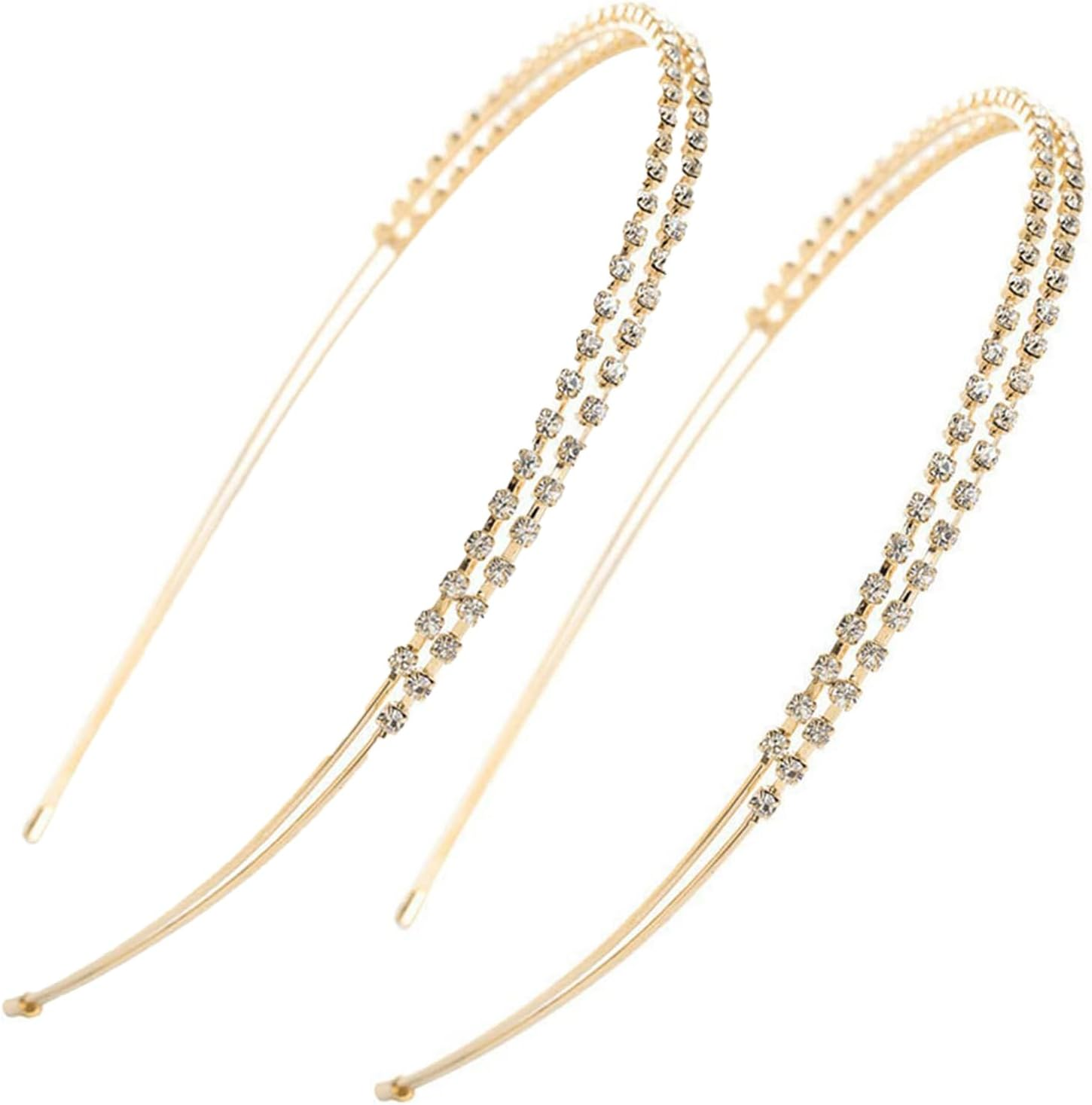 Rhinestone Headband Hair Accessories Silver Bridal Headbands Crystal Headband 2 Pieces Glitter Rhinestone Headbands Hair Crown Tiara Hair Bands Used for Parties, Weddings and Dates