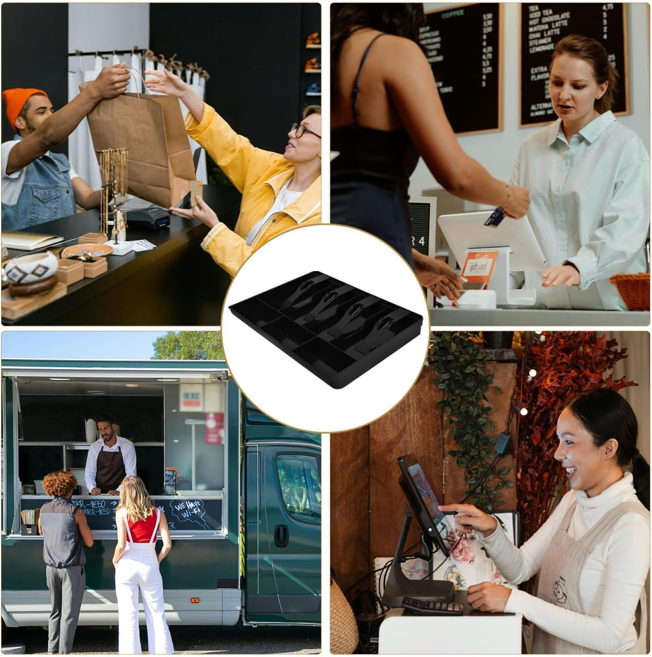 NUOBESTY 4 3 Cash Register Cash Insert Tray Coins Tray Cash Box Drawer image number 6