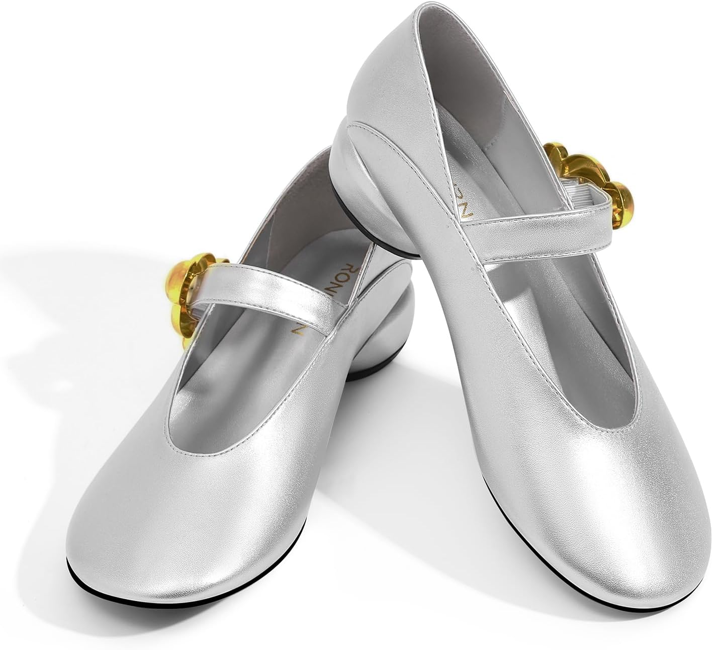 RONILURN Women Mary Jane Shoes Pumps Chunky Comfortable Low Heels Closed round Toe Dress Work Wedding Shoes image number 5