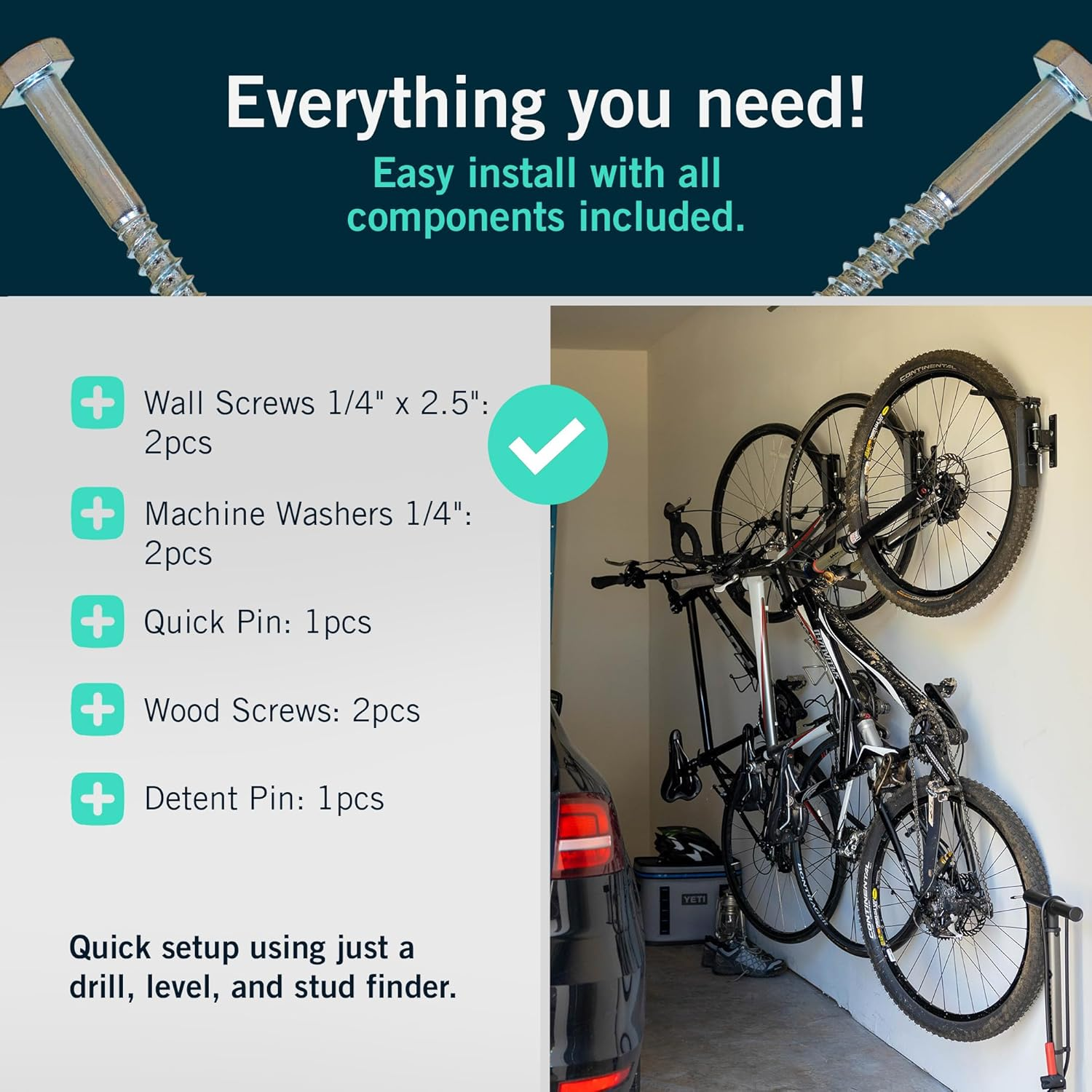 Storeyourboard Swivel Bike Wall Rack, Garage Hanger Hook image number 5