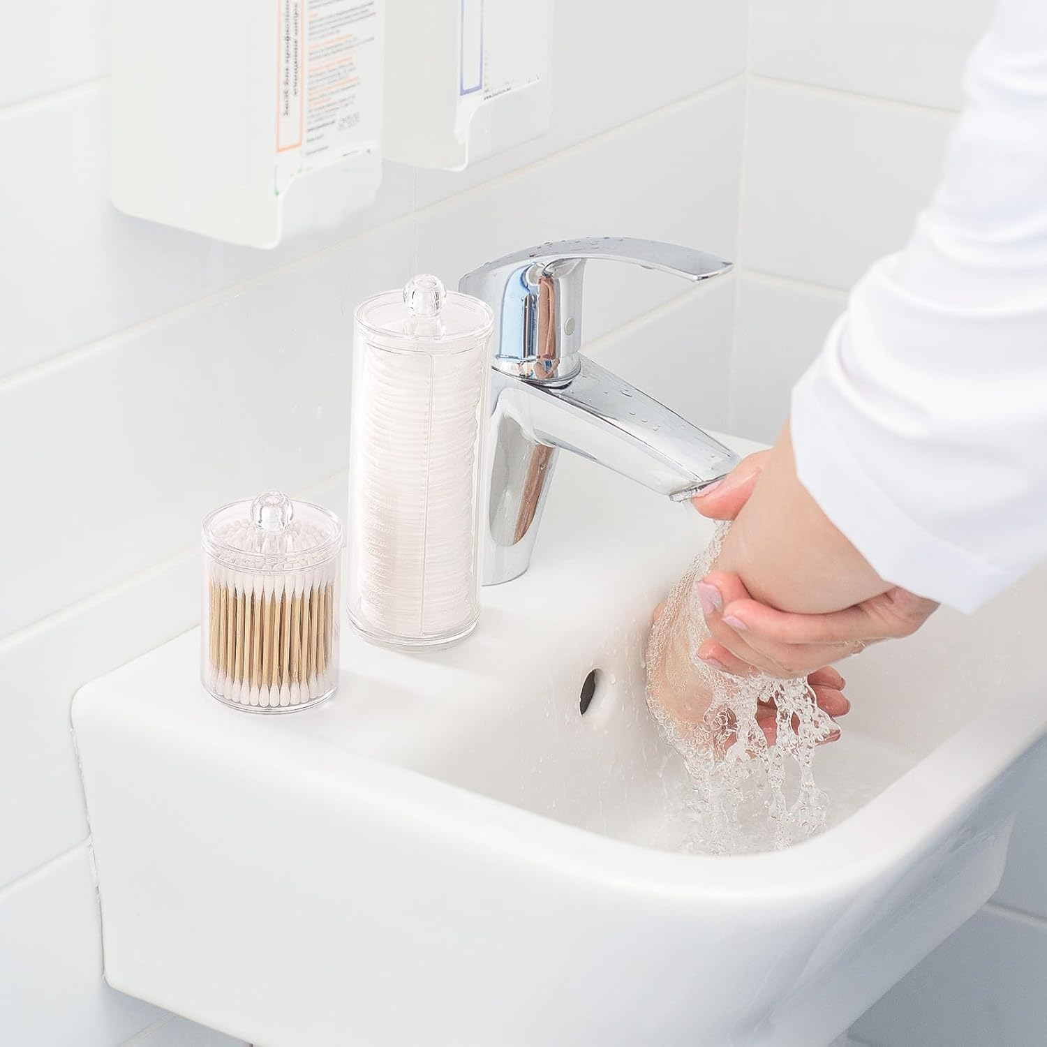 BEANPRECOY Cotton Pad Holder Makeup Pads Container Organizer Holder Cotton Pad Storage Organizer with Lid Cotton Pads Holder Acrylic Makeup Pads Container Organizer, for Cotton Balls Swabs Cotton Pa image number 6