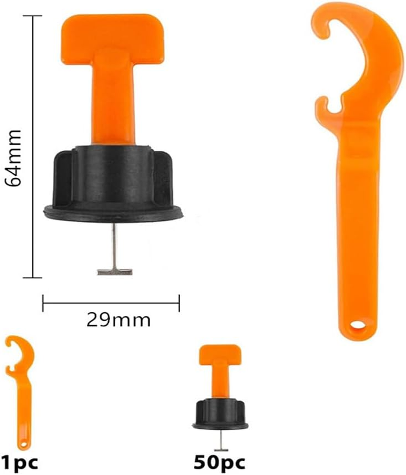 Walquicks 50Pcs Reusable Tile Leveler Spacers Kit with Special Wrench, Tile Leveling System for Floors and Walls - DIY Tiling Installation Tool for Building & Renovation image number 1
