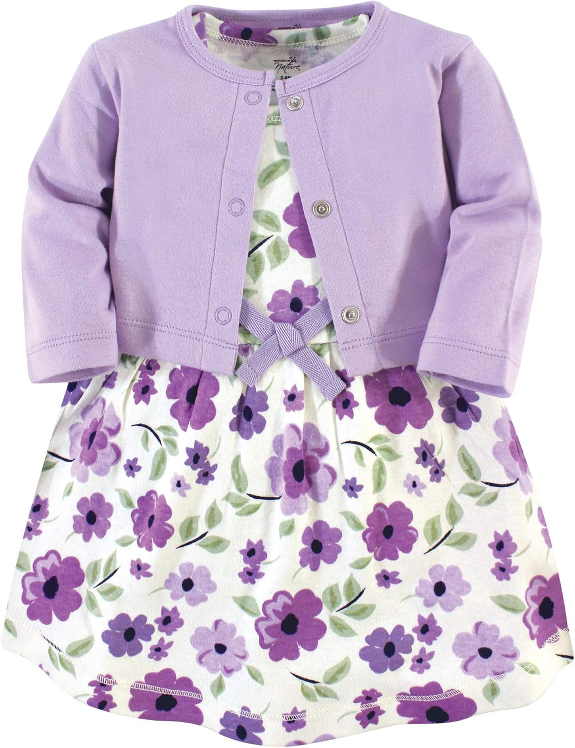 Touched by Nature Baby Girls Organic Cotton Dress and Cardigan image number 3