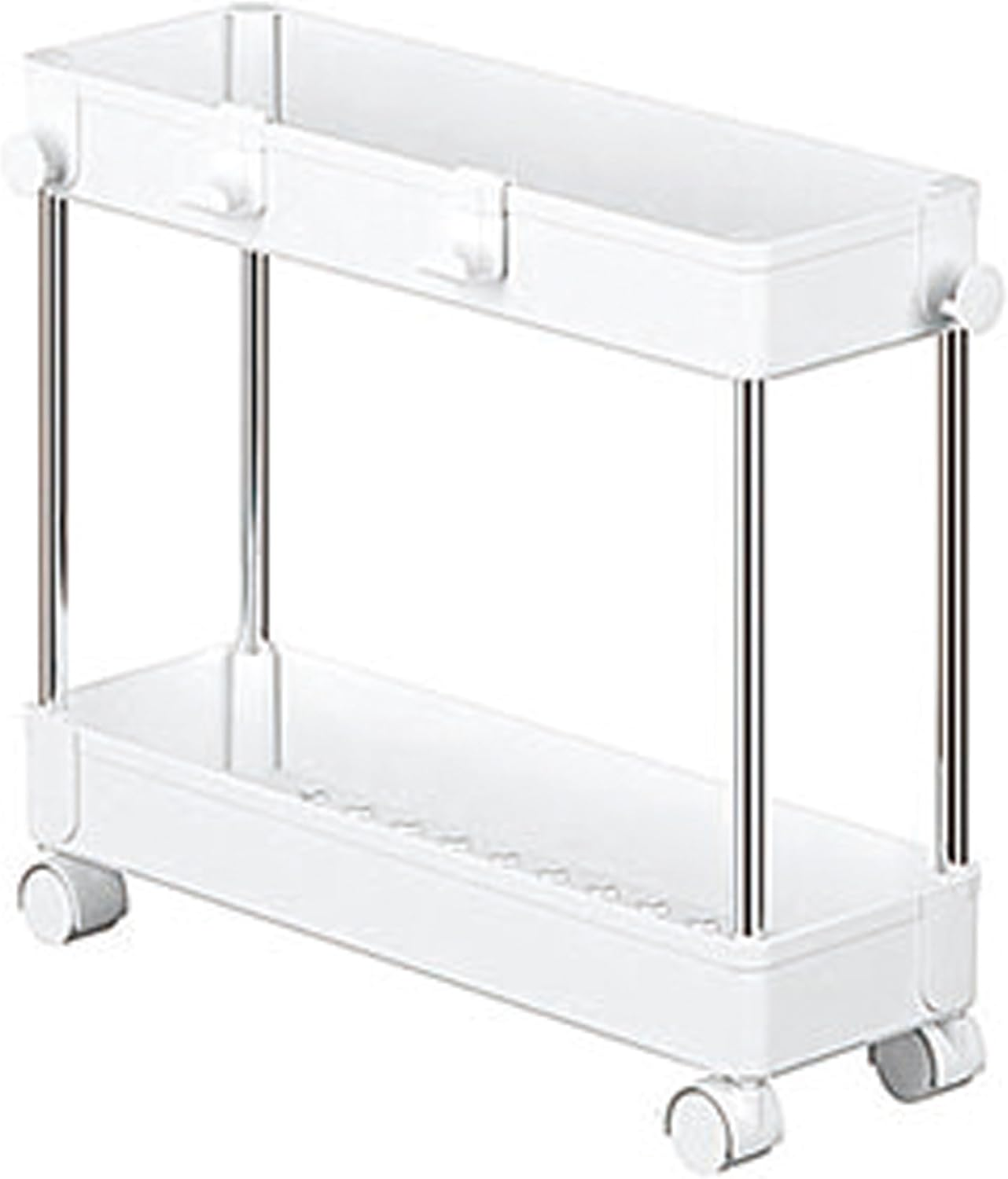 Pearl Metal N-7379 Storage Cart Wagon Slim 2-Tier White image number 1