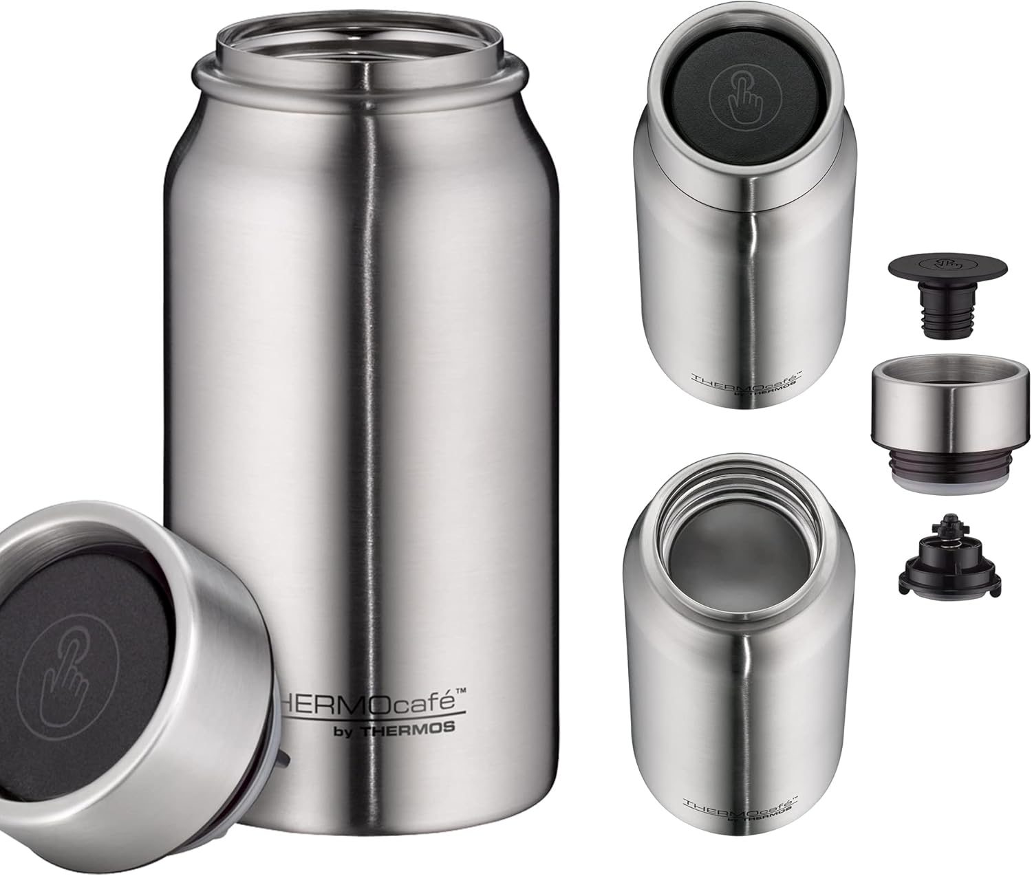 Thermocaf&eacute; by Thermos TC Mug, Thermal Mug Stainless Steel Matte 350 Ml, Coffee Mug Keeps Hot Hot for 8 Hours, Coffee to Go Mug Leak-Proof and Dishwasher Safe with Detachable Closure, Stainless Steel image number 2