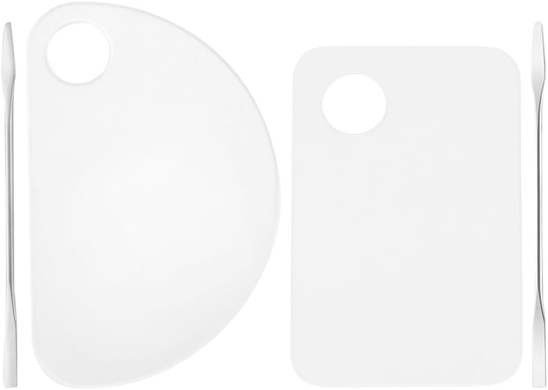 Healvian 4Pcs Makeup Mixing Palette with Spatula Portable Acrylic Makeup Foundation Eyeshadow Tray image number 1