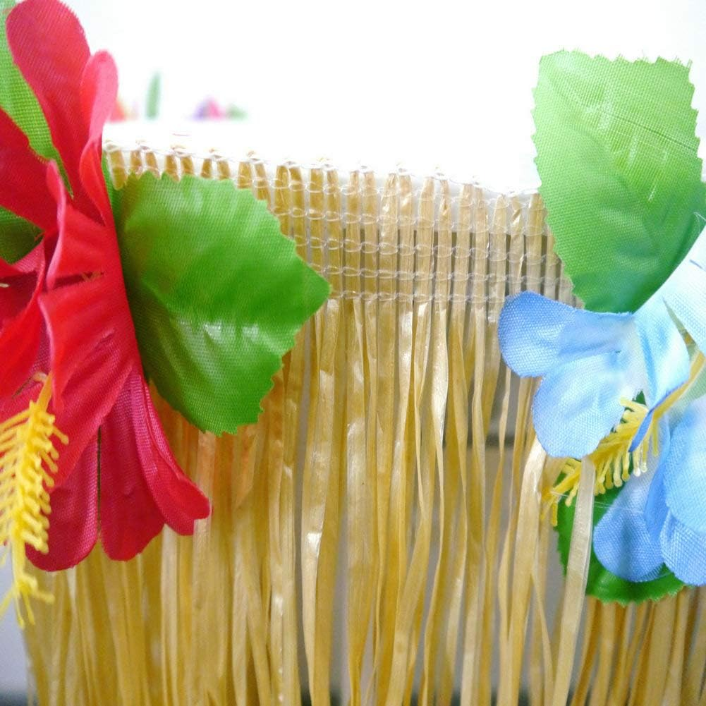 2 Sets Tropical Hawaiian Luau Grass Table Skirt - Decorate Your Party with Island Vibes