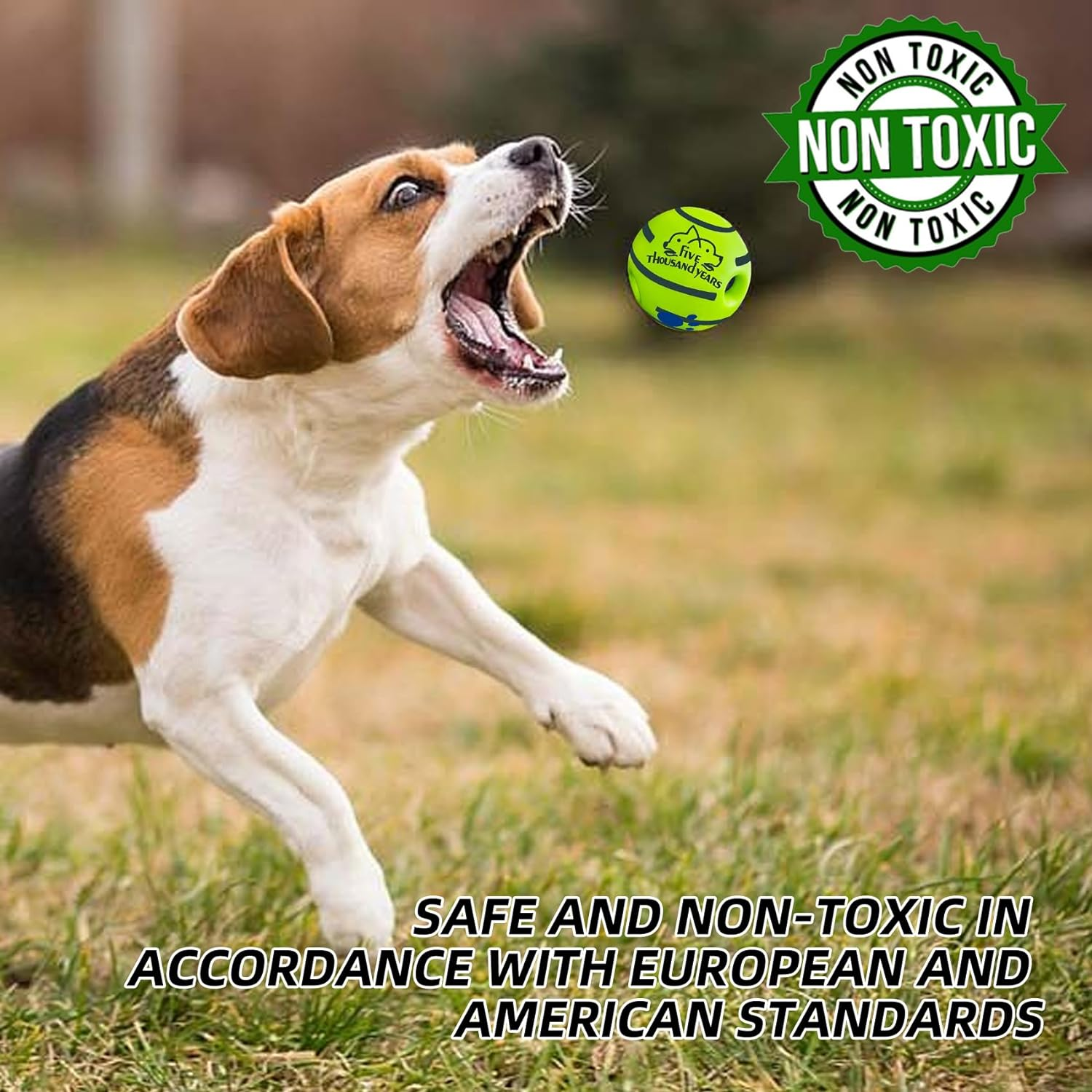 2 PCS Dog Toys for Aggressive Chewers, Elastic Rubber Dog Toy Ball for Medium Large Dog, Interactive Fetch Dog Toys, Indestructible Squeaky Dog Balls image number 5