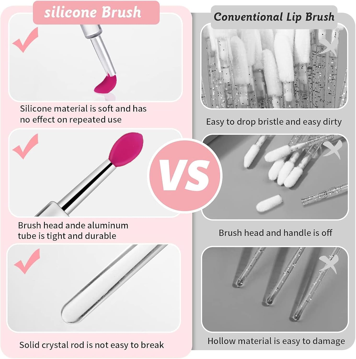 Kzvsiy 12 PCS Silicone Lip Brushes with Dustproof Covers, Reusable Lip Applicators for Lipstick, Lip Balm, Eyeshadow, Lip Cream & Lip Mask, Makeup Tools with Caps (Multicolor) image number 3