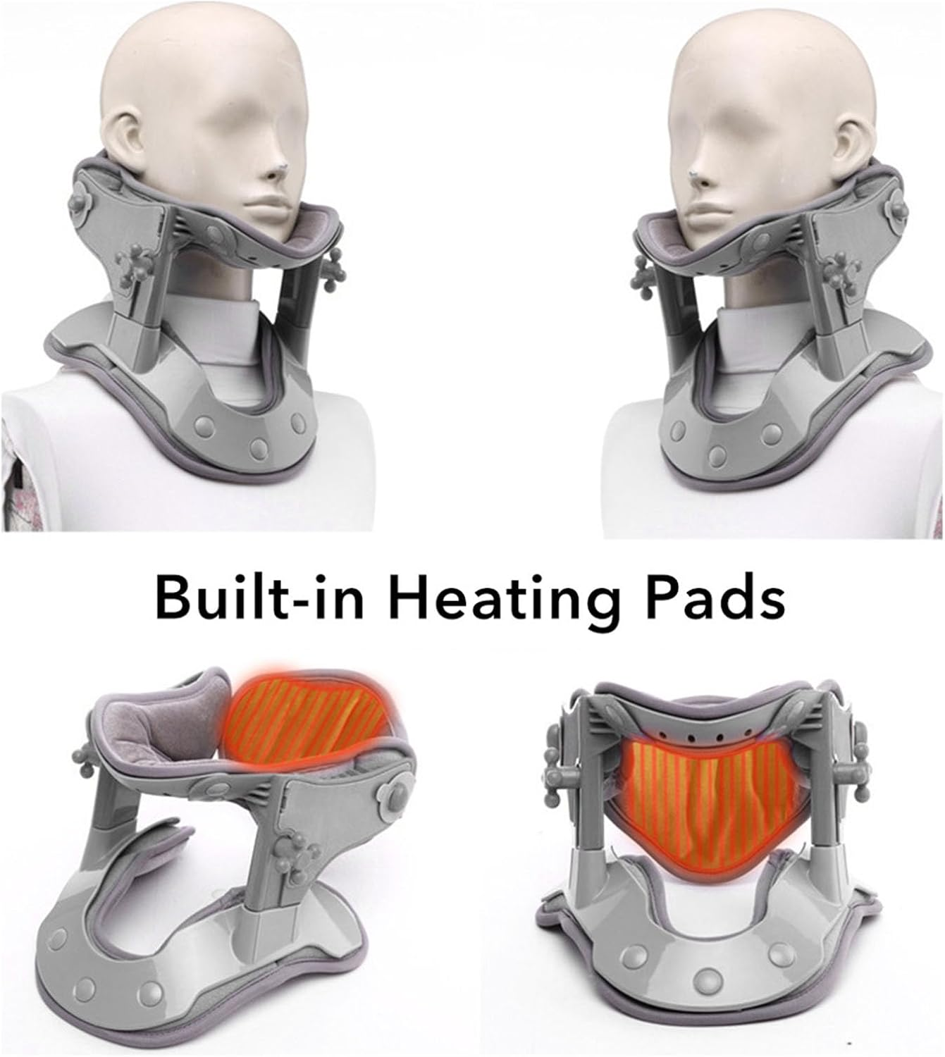 Cervical Neck Traction Device, Adjustable Heated Neck Pillow Neck Decompression Device for Pain Relief, Electric Neck Braces for Neck Pain and Support, Compress Neck Stretcher image number 6