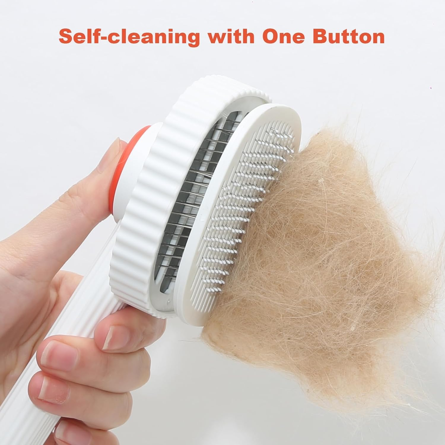 ACE2ACE Cat Dog Brush, Self Cleaning Slicker Brush for Shedding, Removes Loose Undercoat, Mats and Tangled Hair, Massage Grooming Comb for Long and Short Haired Pets,White image number 2