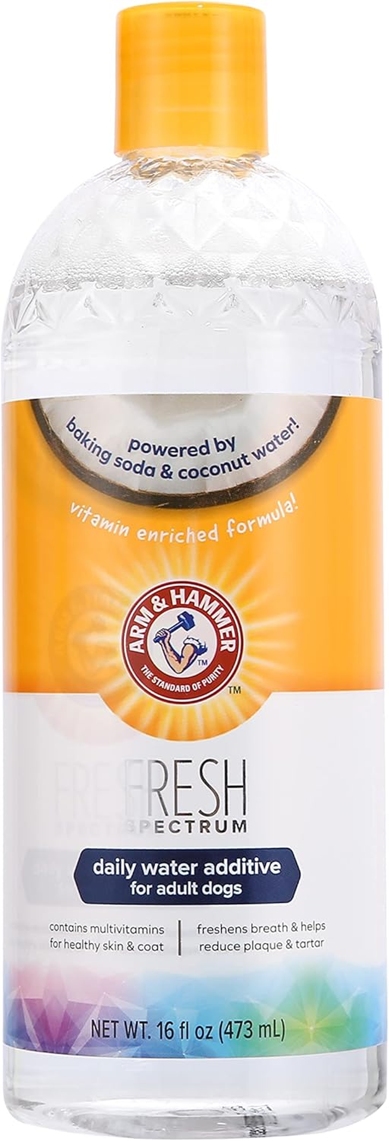 ARM & HAMMER Fresh Spectrum Coconut Mint Dog Water Additive, 473Ml, Best Dental Care for Dogs, Removes Plaque & Tartar, Freshens Breath, Gum & Teeth Cleaning, No Brushing, Easy to Use Pet Oral Hygiene image number 1