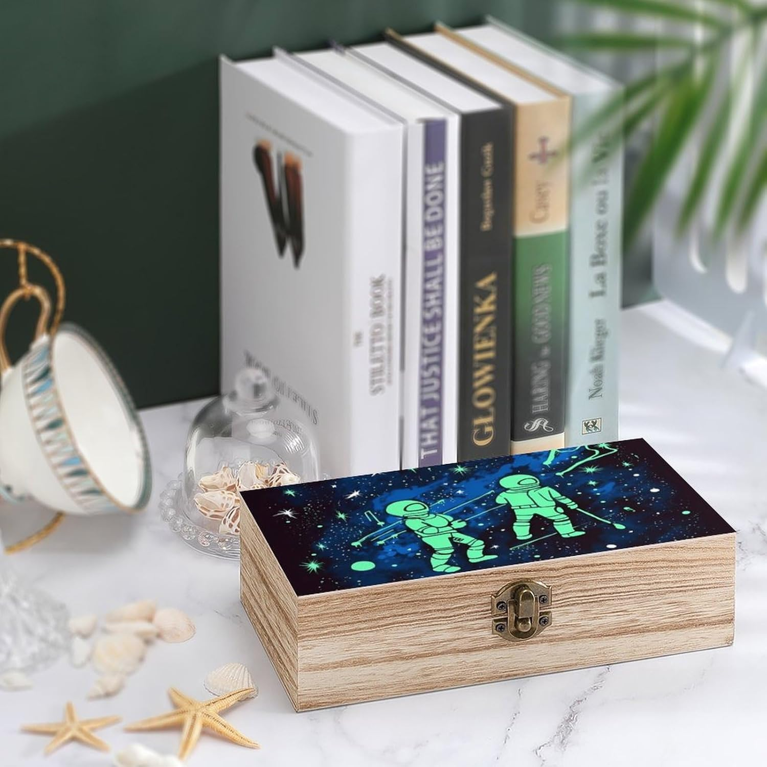 Glow in the Dark Wooden Box Wood Wedding Keepsake Boxes with Lids Small Decorative Boxes Lightweight Wooden Memory Storage Box for Crafts Keepsakes Jewelry Photo Letter Storage image number 6