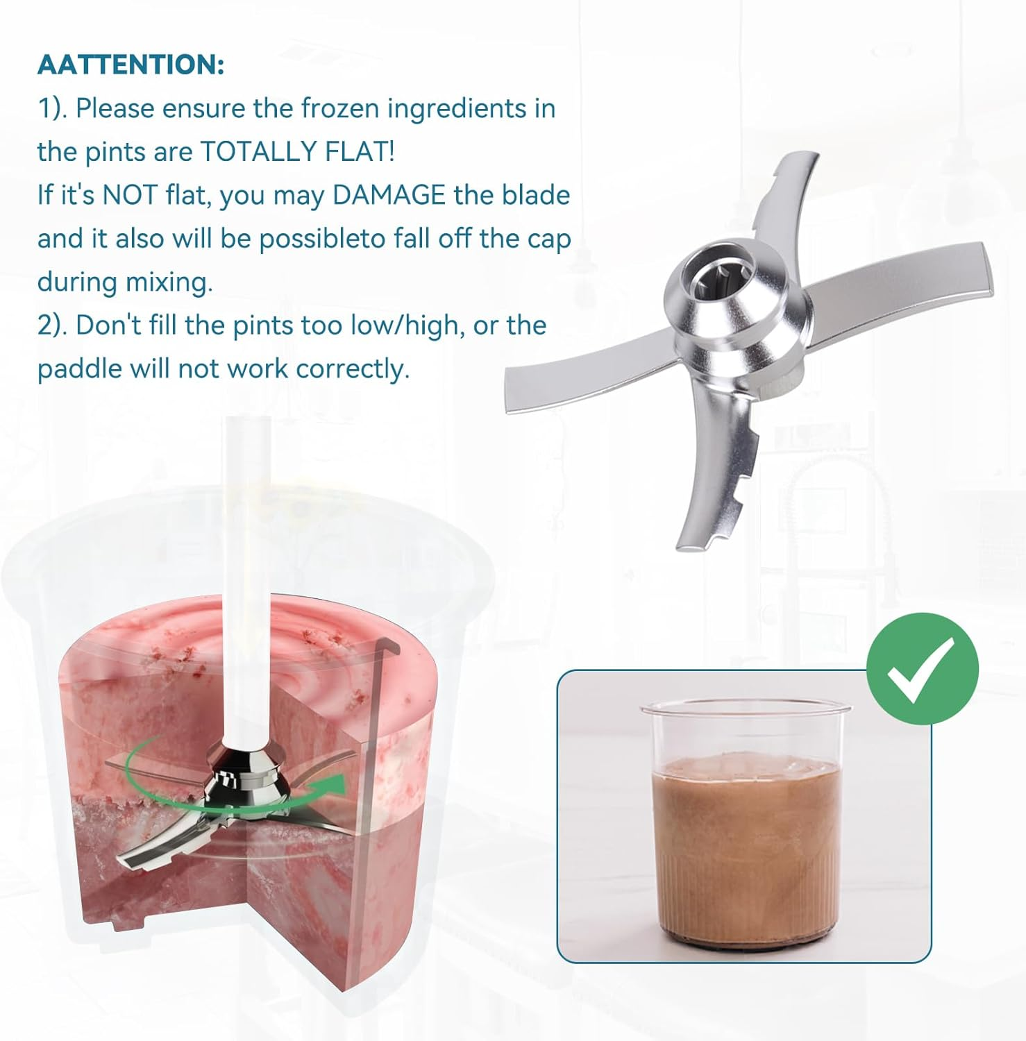 Replacement Paddle Blade for Ninja Creami NC300 Series Ice Cream Makers - Paddle Blade Replacement for Ninja Creamerizer NC299AMZ NC301 CN305A NC101 NC201 image number 1