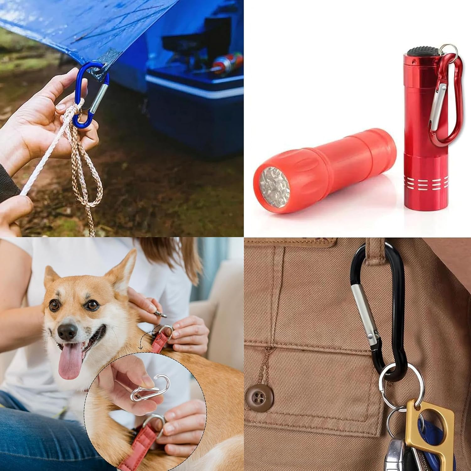 10 PCS 5.9CM Locking Carabiner Clips, Aluminum Carabiner D Ring D-Shaped Spring Snap Hook Key Clip Connect Hooks for Keychain Keyring Belt Loop Water Bottle Backpack Hiking Camping image number 3