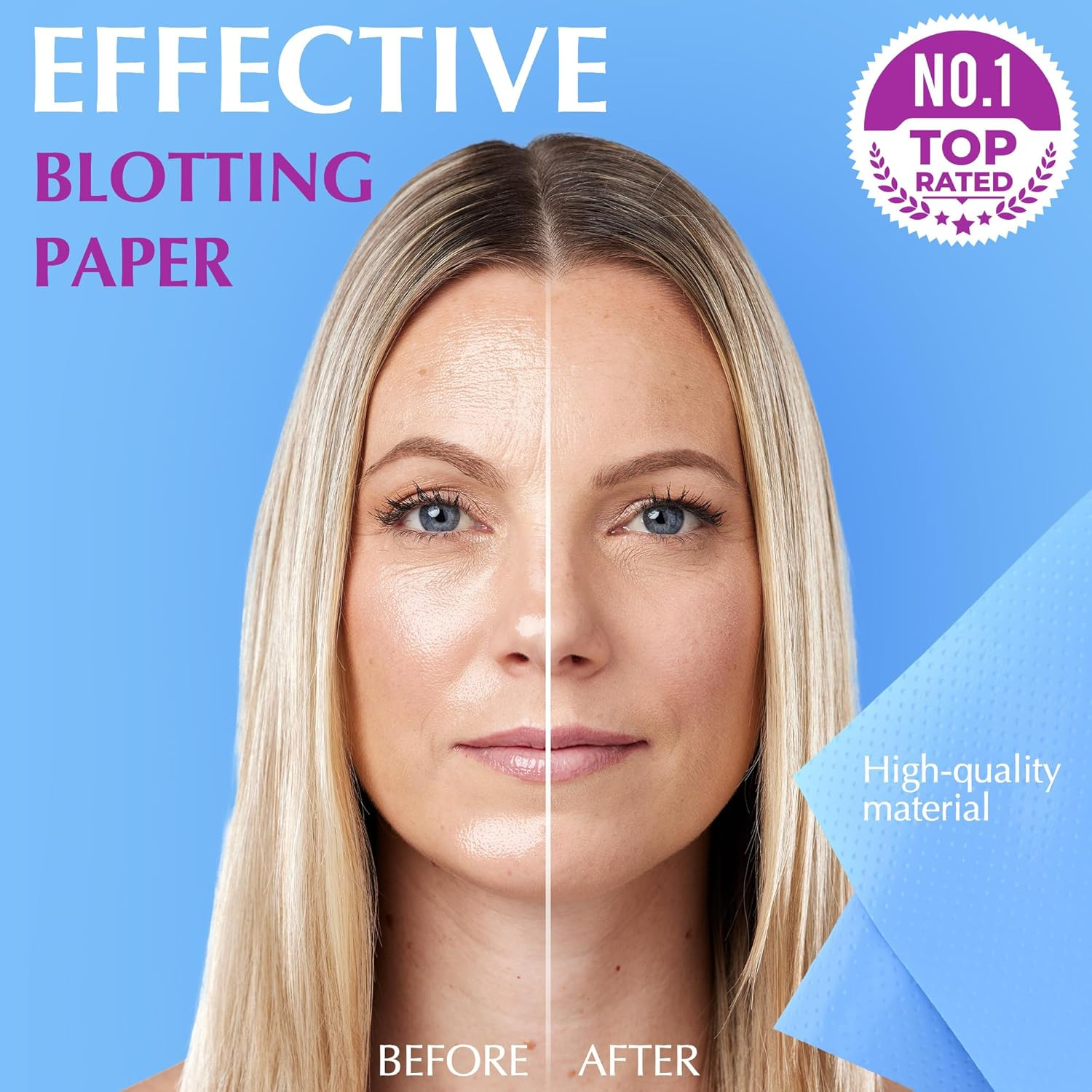 High-Performance Oil Absorbing Sheets for Face - 3 Pack (150 Sheets) - Makeup Friendly Blotting Papers for Oily Skin - Oil Blotting Sheets for Face