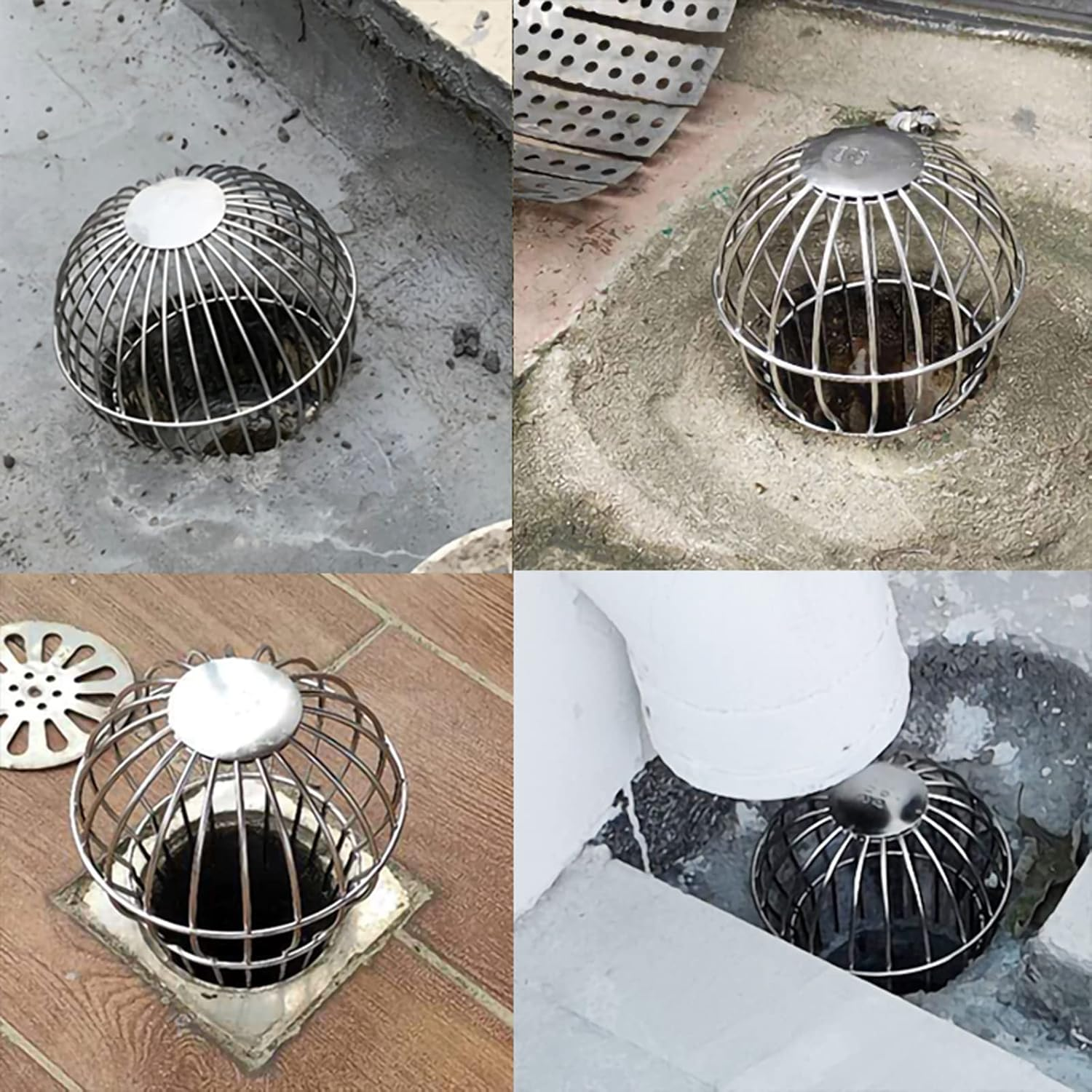 304 Stainless Steel Drain Outdoor Roof Anti-Blocking Line Cap round Floor Net Cover Drainage Floor Line Leak Gutter Cleaning Tool (2 Inch) image number 6