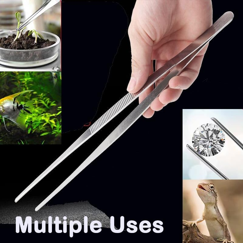 Kitchen Tweezers Fine Tweezer Tongs, Extra-Long Stainless Steel Cooking Tweezers Cooing Tong Dishwasher Safe