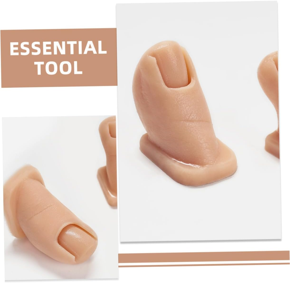 GOOHOCHY 2Pcs Silicone Practice Toenails for Manicure Training Ergonomic Soft Fake Toes with Realistic Texture Flexible Nail Art Practice Model for Acrylic Nail Painting and Carving image number 2