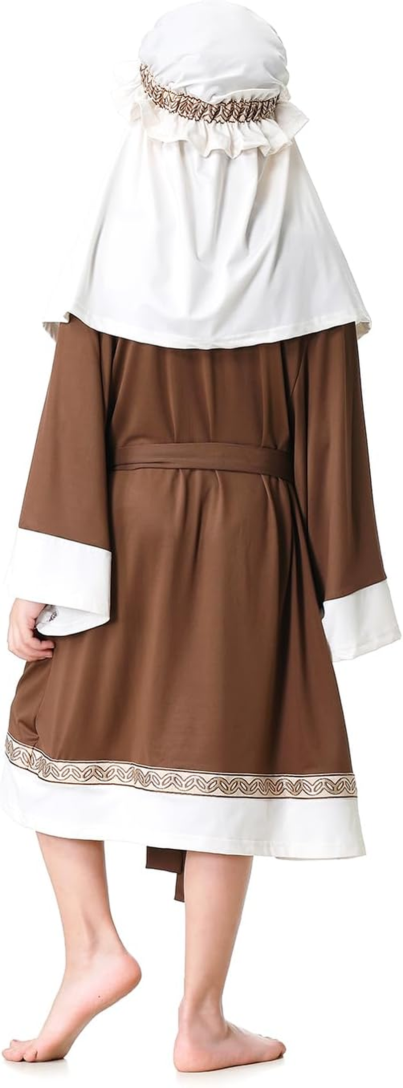 Yolsun Joseph Costume for Kids, Boys Shepherd Costume, Wiseman Biblical Headwrap Hat Waist Rope Set image number 4