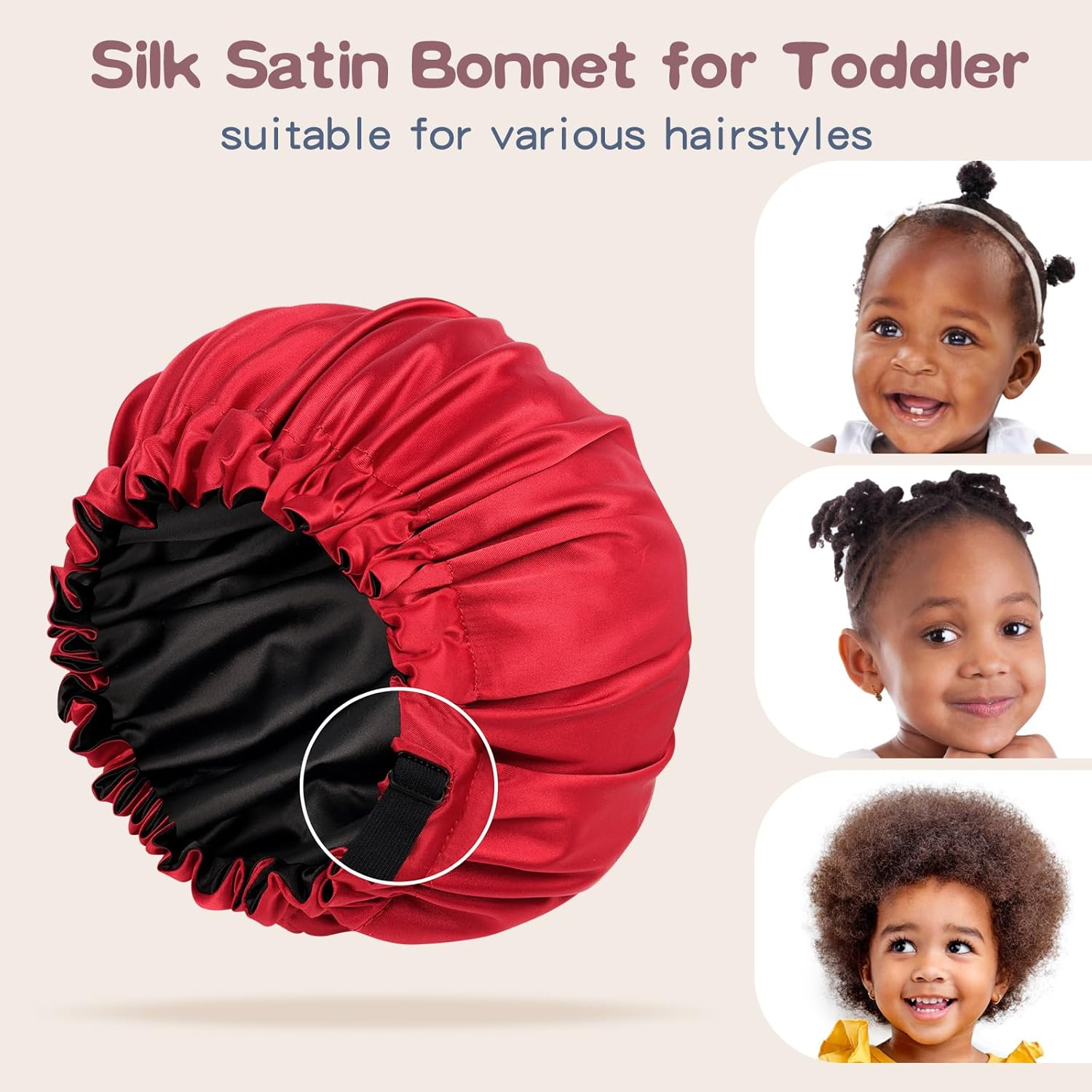 Fittia Small Bonnet for Men Sleeping: Reversible for Short Hair, Silky Satin Bonnet for No Frizzy Curls, Adjustable Non Slip image number 7