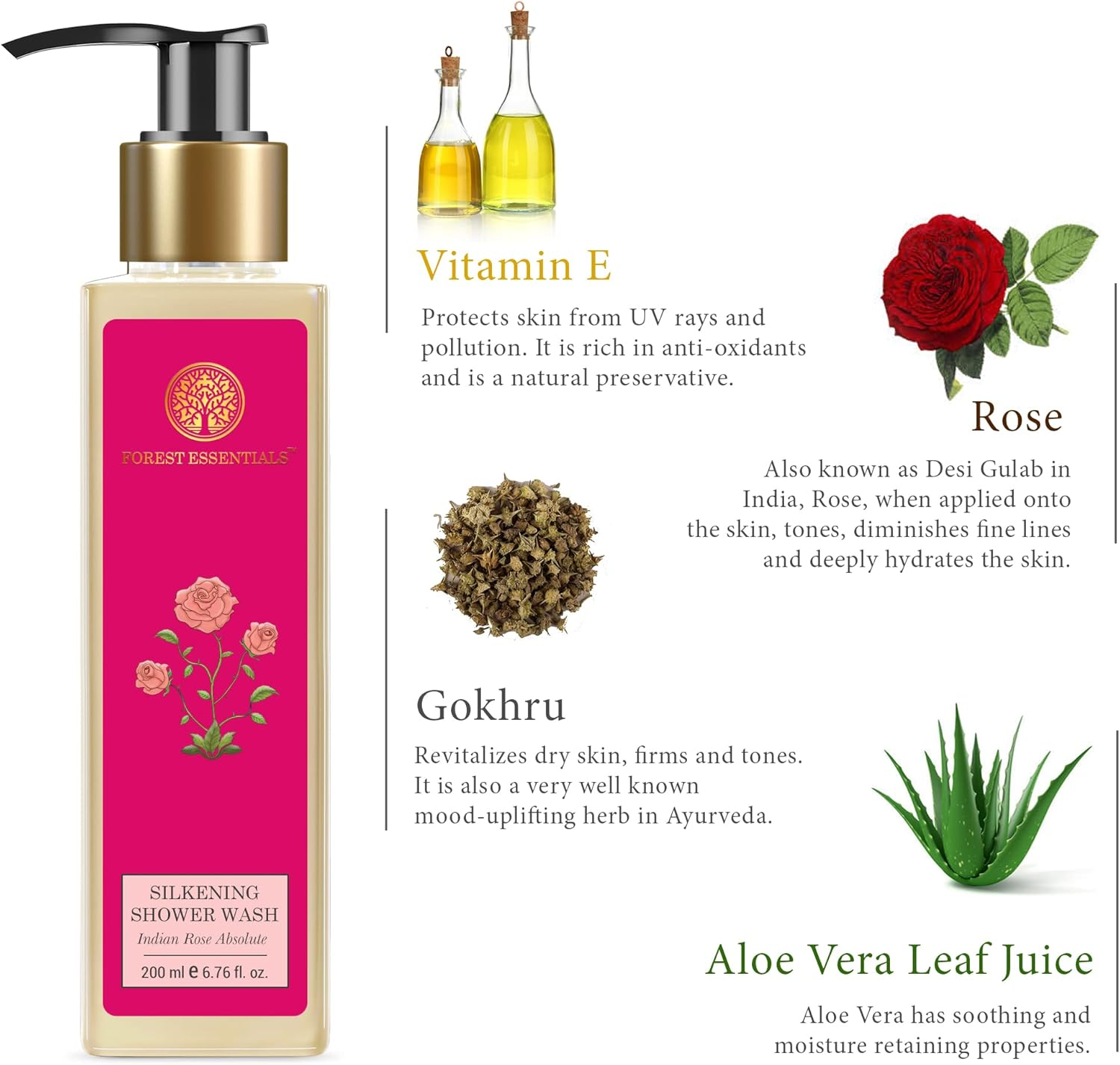Forest Essentials Silkening Shower Wash Indian Rose Absolute 200 Ml by Indianmedicalstore image number 5