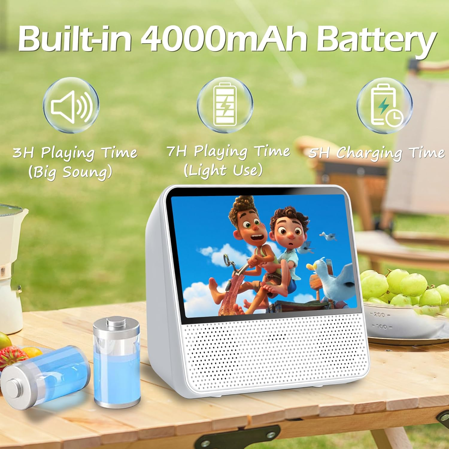 9.8" Portable DVD Player Bluetooth with 7'' Screen, 5 Hour Rechargeable Car DVD Player for Kid, Child, All Region, Support Cd/Bluetooth/Usb/Aux/Timer Off/Aux, Sync Screen to TV, Remote Control, Ourdo image number 2