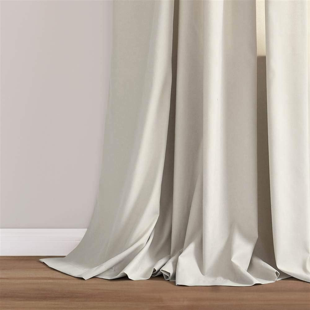 Lush Decor, Neutral Lydia Curtains Ruffle Window Set for Living, Dining, Bedroom X 40, 84 in L Panel Pair