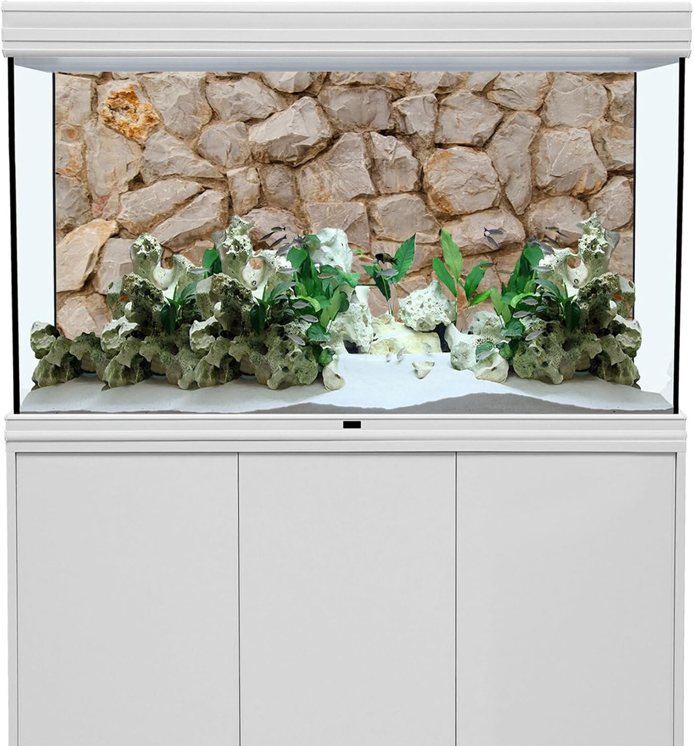 MIRRORANG 120 X 50 Cm Rock Aquarium Background Rocky Fish Tank Background Rock Terrarium Background Vinyl image number 2