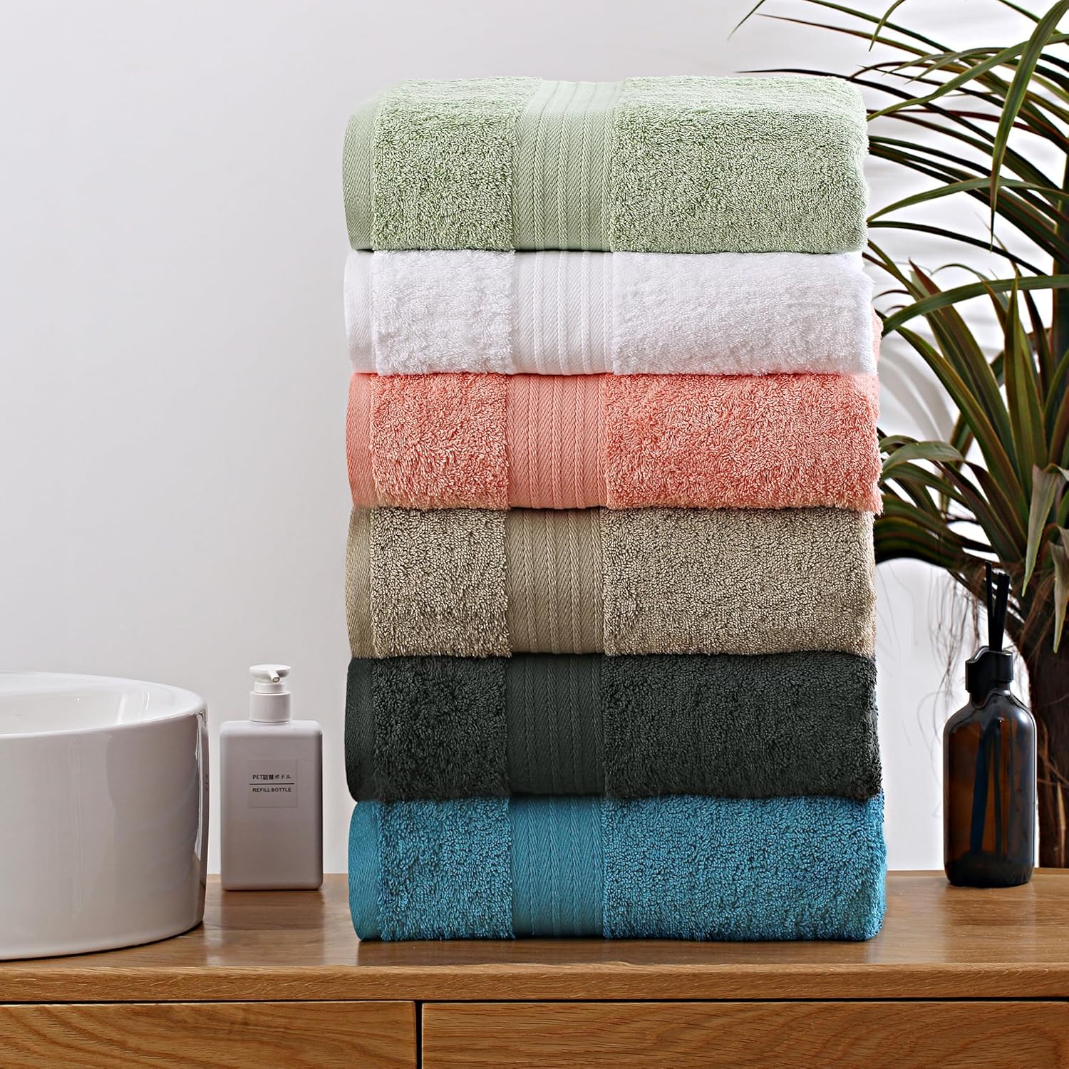 Easytry Premium 100% Cotton Bath Towels Set - 4 Pack 68X137Cm 600GSM Softness and Absorbency Bathroom Towels for Spa, Hotel, and Home Use - Blue image number 5