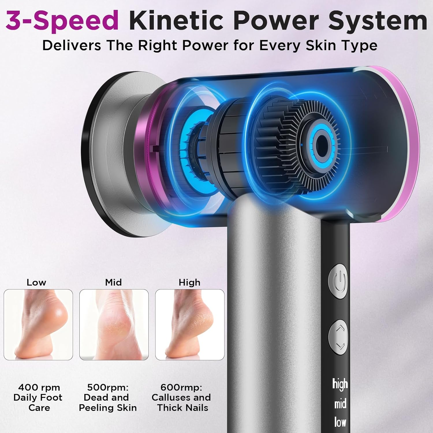 Electric Foot Callus Remover, Apply Oil,Electric Foot File,Reusable Nano-Glass Head, Ergonomic Electric Callus Remover for Feet, Rechargeable Pedicure Tools for Feet image number 6