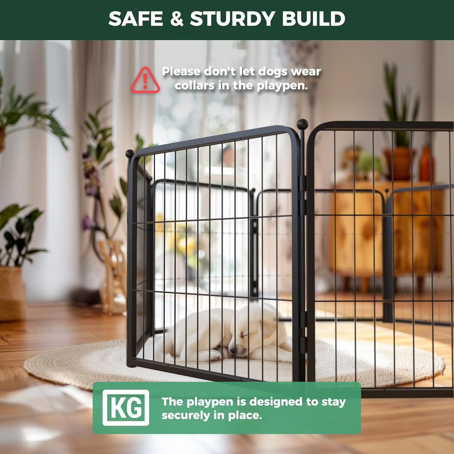 FXW Homeplus Unleashed Indoor Dog Playpen - Stress-Free and Safe Play, Heavy Duty 24 Inch 6 Panels Dog Pen for Puppy and Small Dogs, Black│Patented image number 4