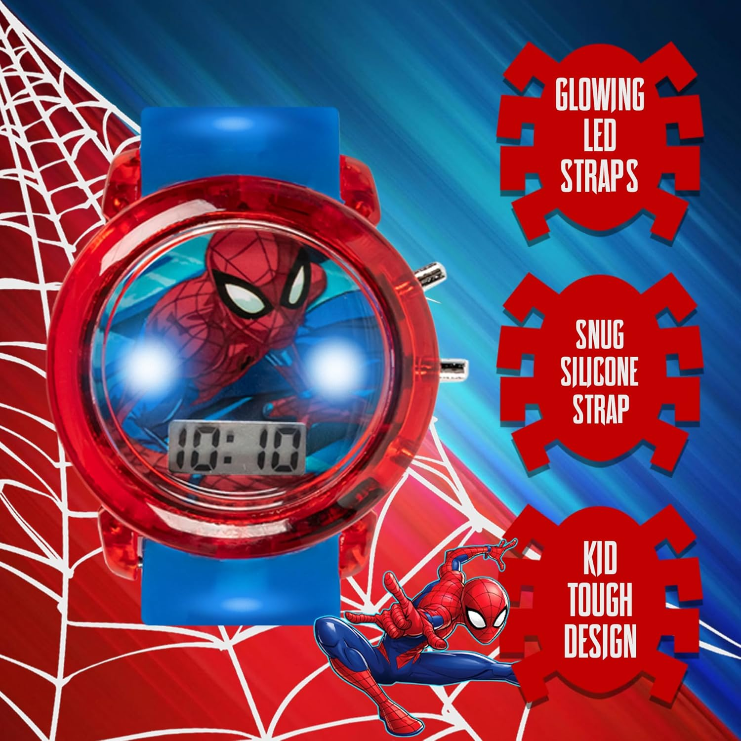 Accutime Marvel Spider-Man Digital Watch for Kids, Red/Blue, Digital Quartz image number 5