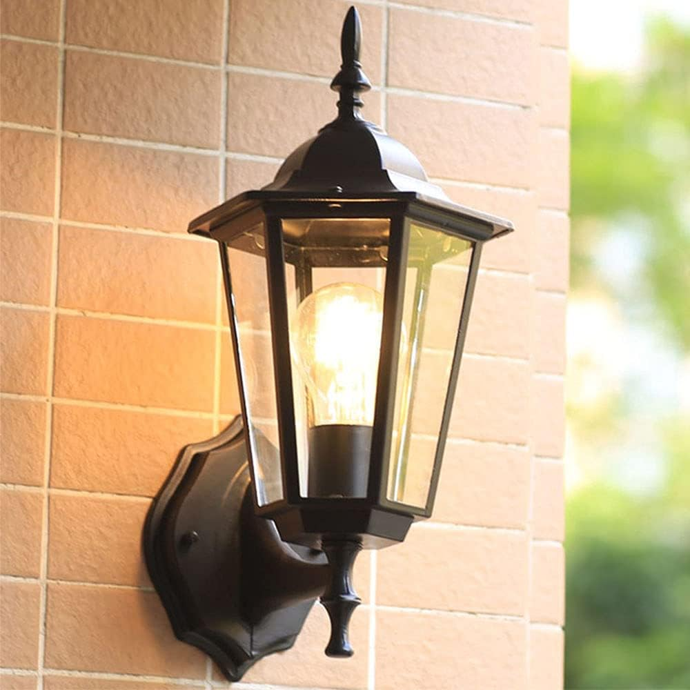 Retro Wall Lamp-Antique Outdoor Wall Light E27 Garden Lamp Retro Antique Wall Lamp with Glass Lamp Cover Outdoor Lamp Waterproof Door Balcony Villa Outdoor Lamp-Antique Color (D)