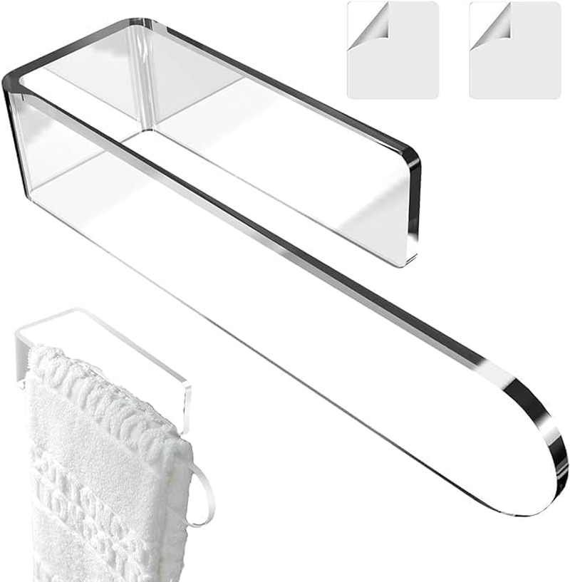 Towel Holder Bathroom Hand Towel Bar, Acrylic Plastics Towel Ring Self Adhesive Towel Bar for Bathroom or Kitchen Wall, Contemporary Style Self Adhesive (White)