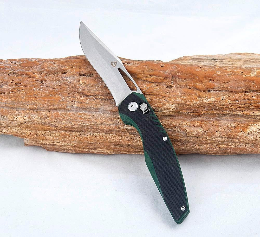 SAMFUNG Pocket Folding Knife, 3.1&rdquo; D2 Steel Blade, G10 Handle, Small EDC Knife with Pocket Clip for Everyday Carry Great Gifts for Men Women (Black + Green)