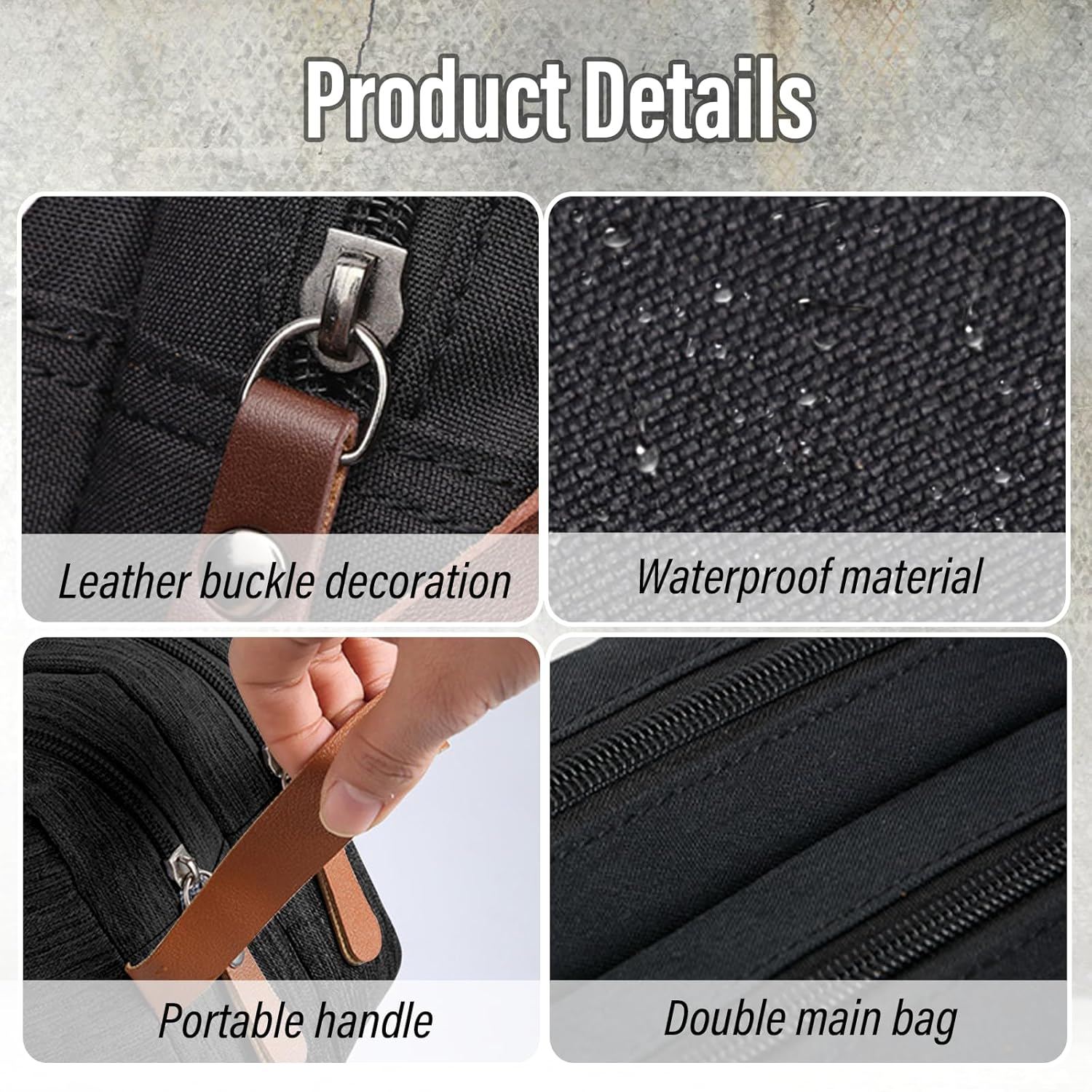 Viiotu Toiletry Bags, Wash Bag, Shower Bag, Mens Toiletry Bags, Ideal for Travel. Spacious Storage with Multiple Zippers, 300D Durable Fabric (Black) image number 4