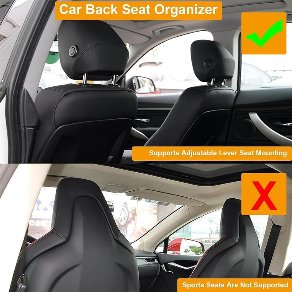 Car Seat Back Organizer,With 2 Cup Holder & Tissue Box and Storage Box Hook Food Sauce Storage Holder Car Interior Accessories for Driving, Travel, Road,Waterproof and Scratch Resistant(Beige) image number 5