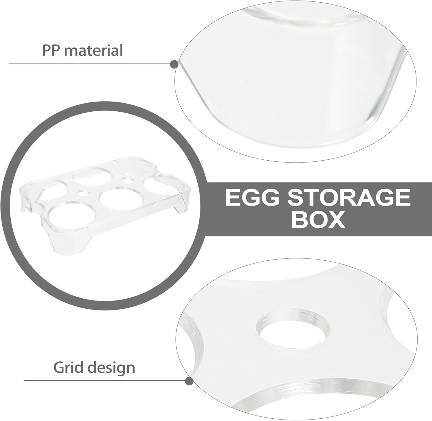 Angoily Refrigerator Egg Tray Storage Container 6-Compartment Egg Holder for Kitchen Fridge Organisation and Safe Storage