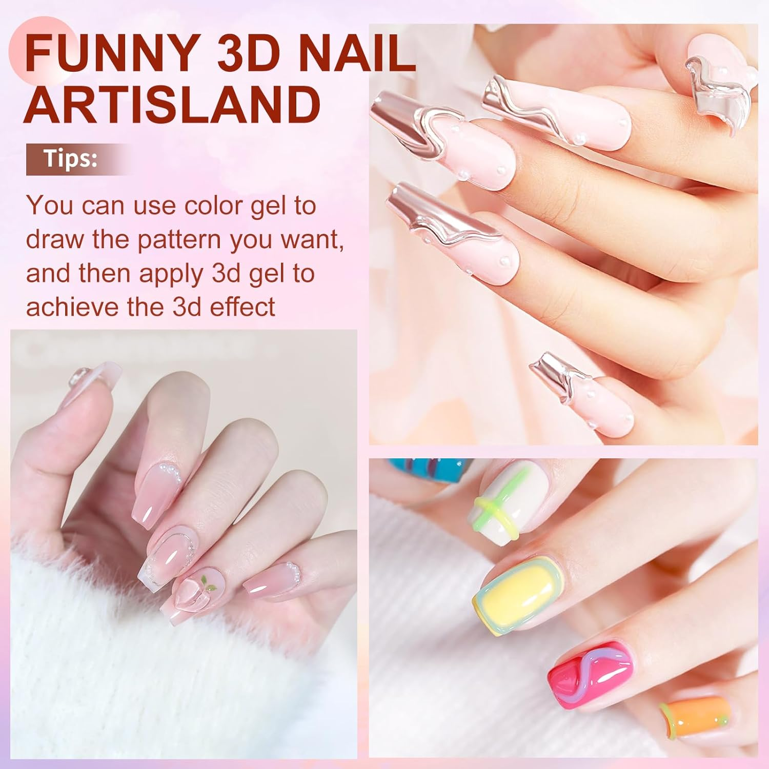 Sculpting Gel 3D Gel Nail Art 3 in 1 Non Wipe 30G Clear Sculpting Glue for Nail Art Hand Modeling Building Carving Nail Extension Sculpture Diamond Jewelry Decoration image number 5