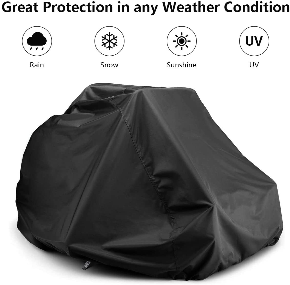 Zero-Turn Mower Cover, Universal Fit 600D Polyester Oxford, Weatherpoof UV with Windproof Buckle, Drawstring, Tractor Cover up to 60" Lawn Mower Decks for Greenworks, EGO, Craftsman, Husqvarna, Honda image number 2