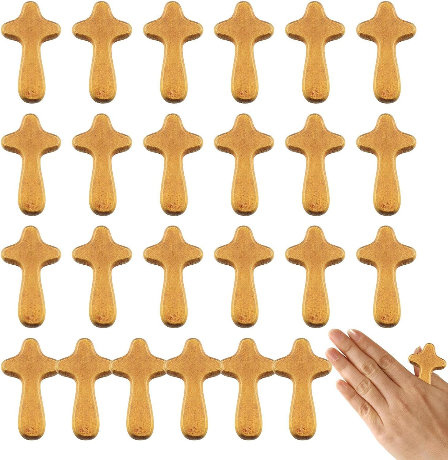 Motivational Worry Stone Cross Wooden Crosses Small Hand Cross Hand Cross Small Wooden Cross for Praying, Also as a Death Cross, Handmade to Fit in Your Hand