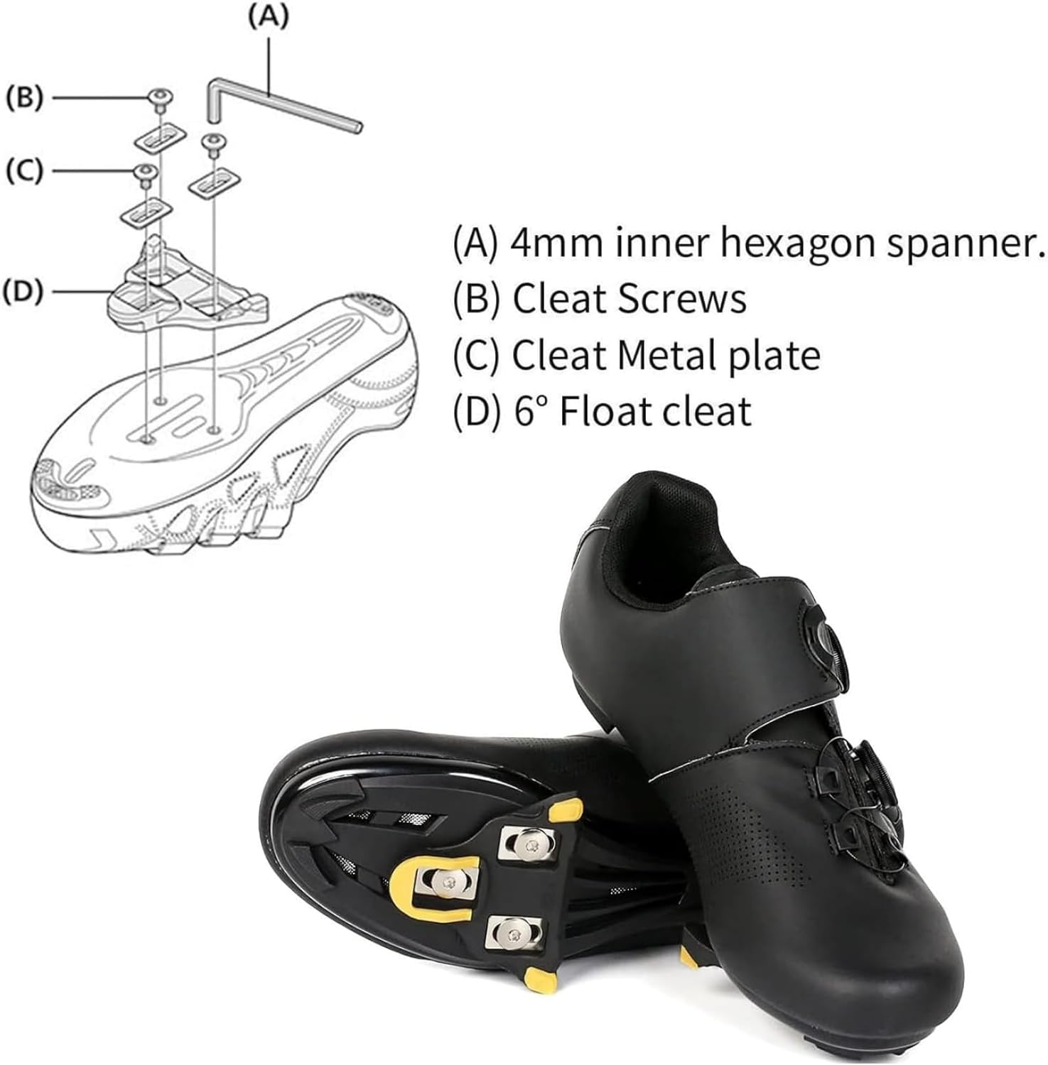 GAIVEK 2 Pcs Bike Cleats 6 Degree Float Compatible with Shimano Cleats, Cycling Pedals Cleat for SPD-SL System Shoes Indoor Outdoor Road Bicycle Cleat Set image number 3