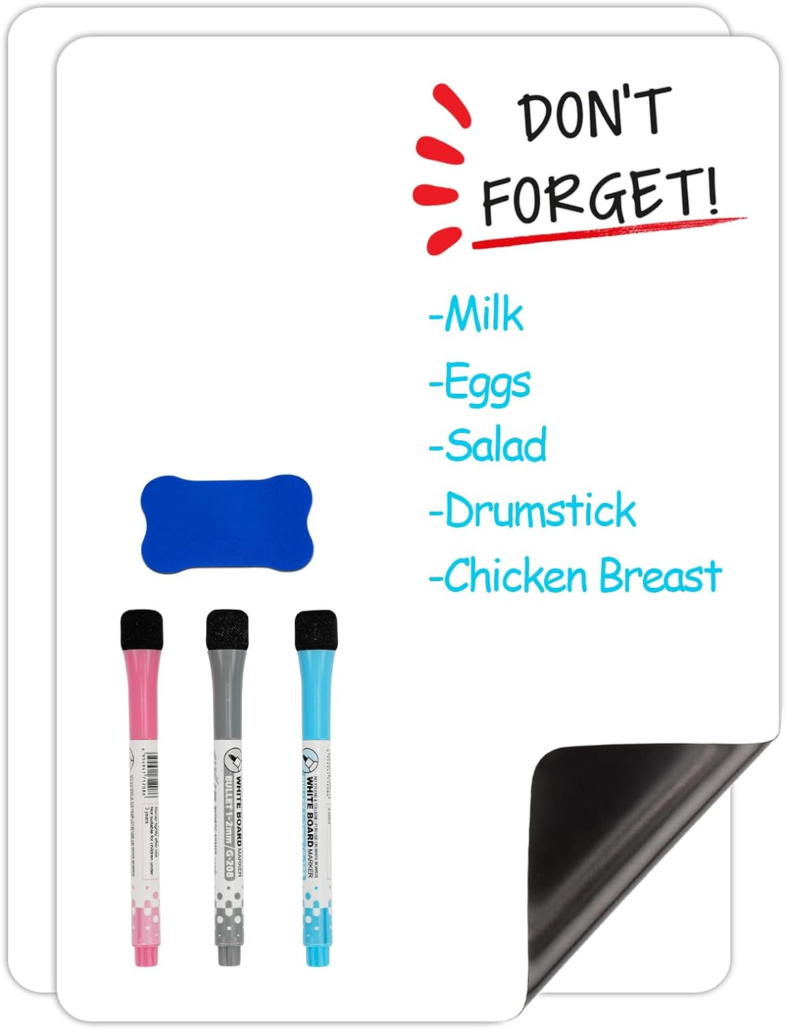 12X8 Inch Magnetic Dry Erase Whiteboard Sheet for Fridge,Dry Erase Board,3 Whiteboard Pens(Red Black Blue 1 Eraser,Magnetic Soft White Board for Home, Office, School (A4 1Pcs, White) image number 4