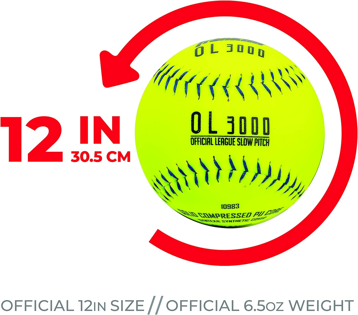 Franklin Sports 12" Slowpitch Tournament Softballs - Great for Practice + Training - Official Size + Weight - 1 Pack image number 4