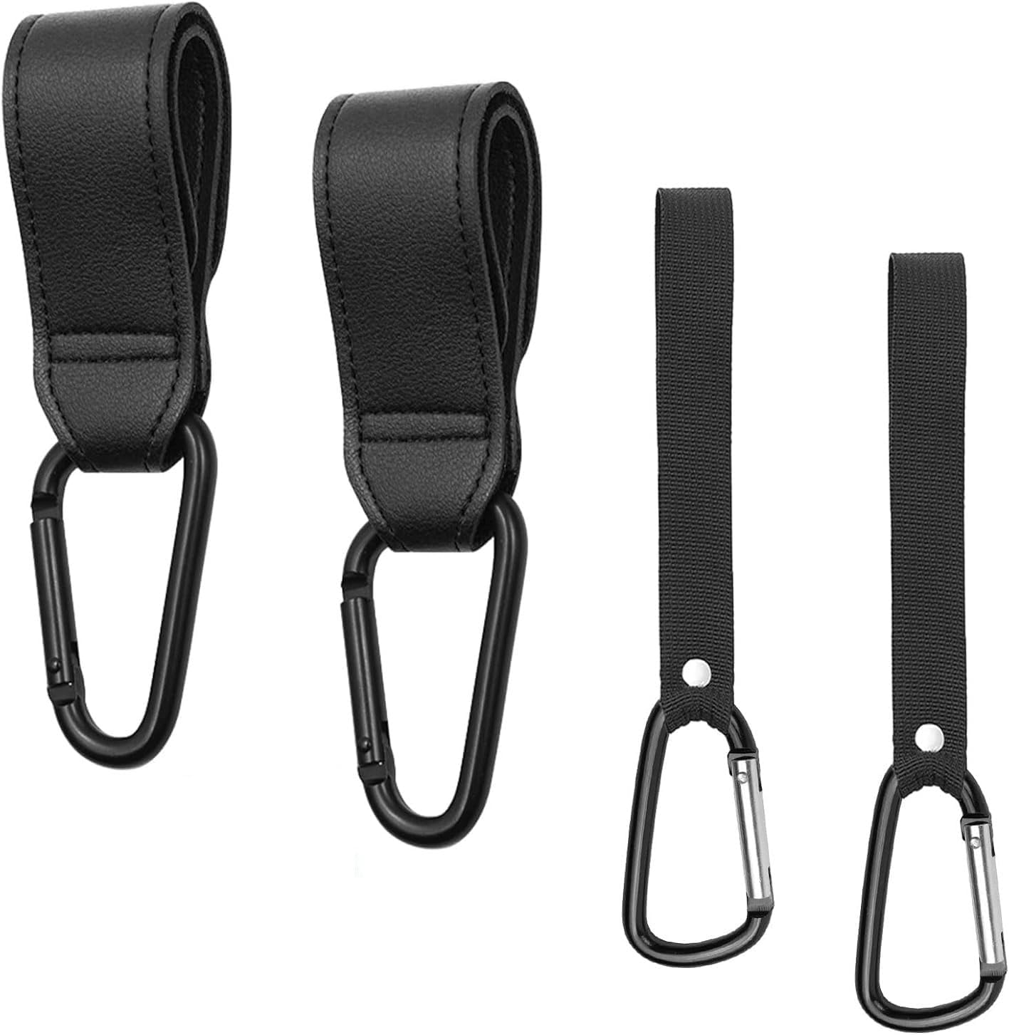 Limcryspp 4 Stroller Hooks for Easy Stroller Organization, 2 Leather Hooks + 2 Regular Straps, Sturdy and Multi-Purpose Hook Straps, as Well as a Safe Aluminum Alloy Buckle image number 6